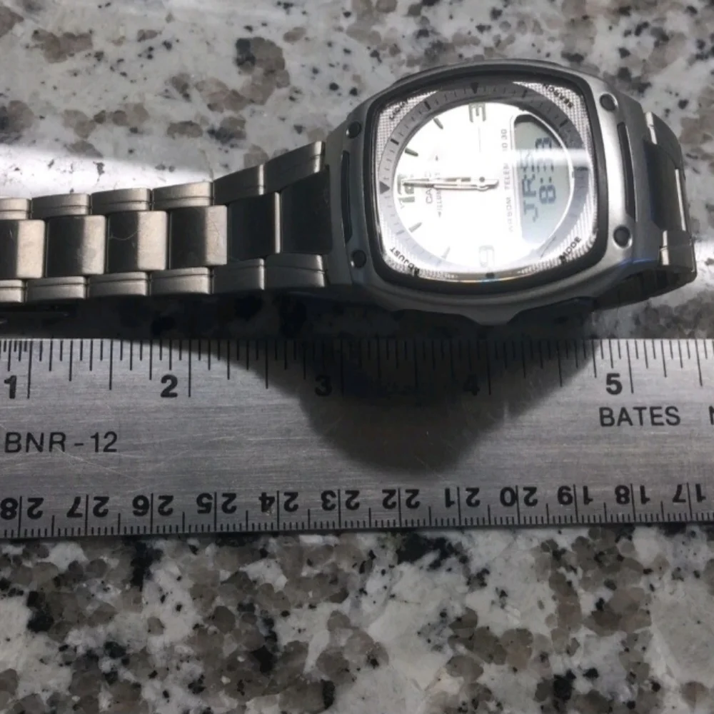 Vintage Y2K Casio Illuminator AW-81 Silver and Green Digital Analog Quartz Watch